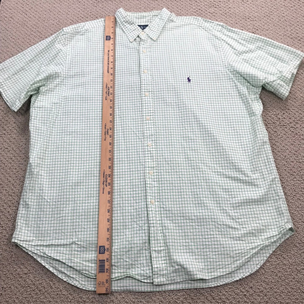 Polo Ralph Lauren Shirt 2XLT Tall Mens Green White Check Tattersall Cotton Pony - Picture 7 of 7